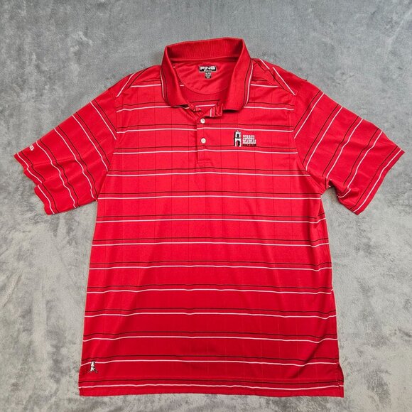 Ping Golf Polo Shirt Men's XL‎ Red Striped Torres Blancas Golf Club Spain - Picture 3 of 11